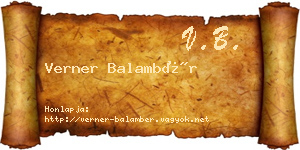 Verner Balambér névjegykártya